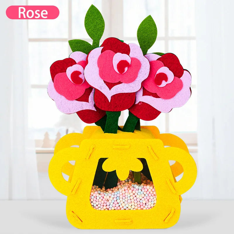 Handmade Montessori Flower Craft Kit - DIY Colorful Flowerpot Toys for Kids, Creative Early Learning Gift