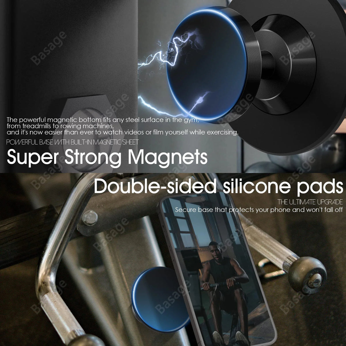 Gym Magnetic Phone Holder & Accessories - Hands-Free Workout Mount