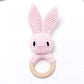 Crochet Wooden Animal Teether Rattle Newborn Sensory Toys