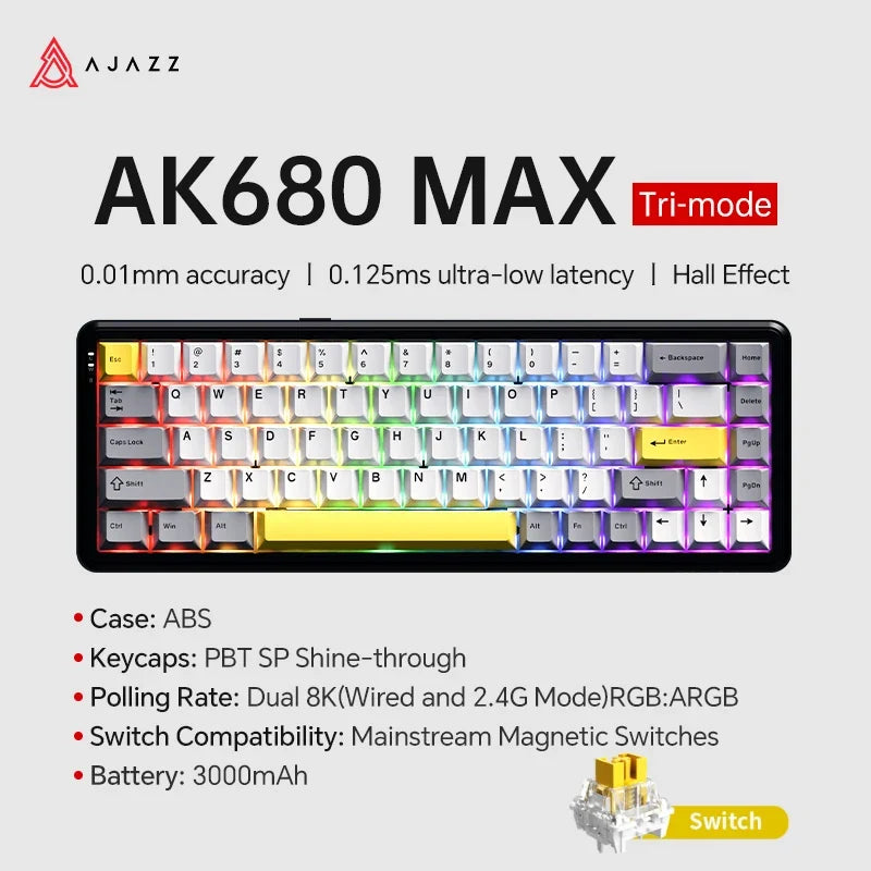 Mechanical Keyboard Sixty Mini Cordless ARGB Magnetic Hall