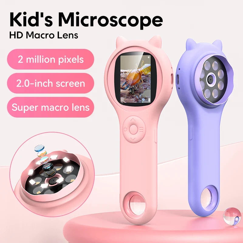 Microscope Kids 200MP with 500x Magnification - Educational Science Toy for Young Explorers