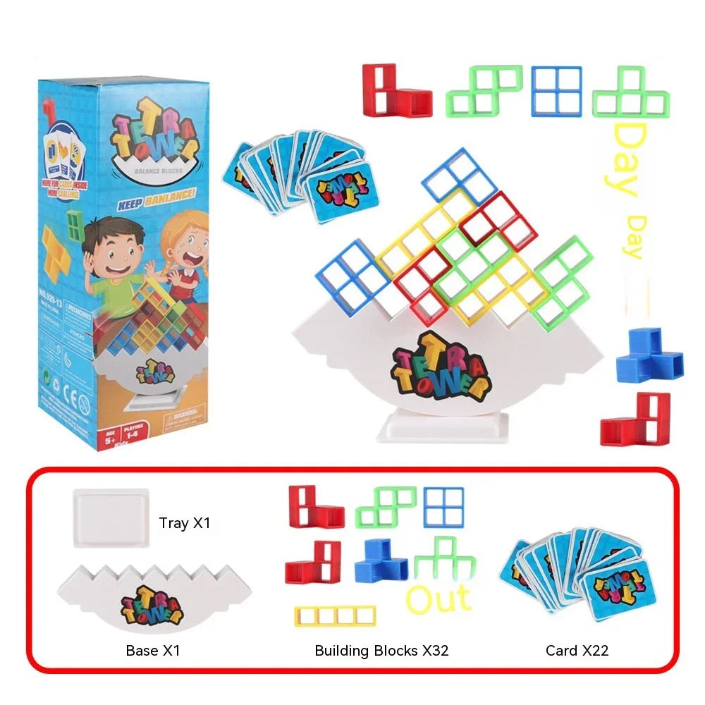 Colorful Balance Stacking Game - Fun Tetra Tower Puzzle for Kids & Adults, Great for Family Game Night & Gifts