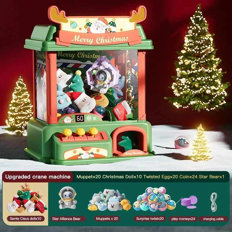 Christmas Doll Claw Machine Top-Grade Kit B - Coin Operated Fun Toy for Kids, Festive Gift Idea
