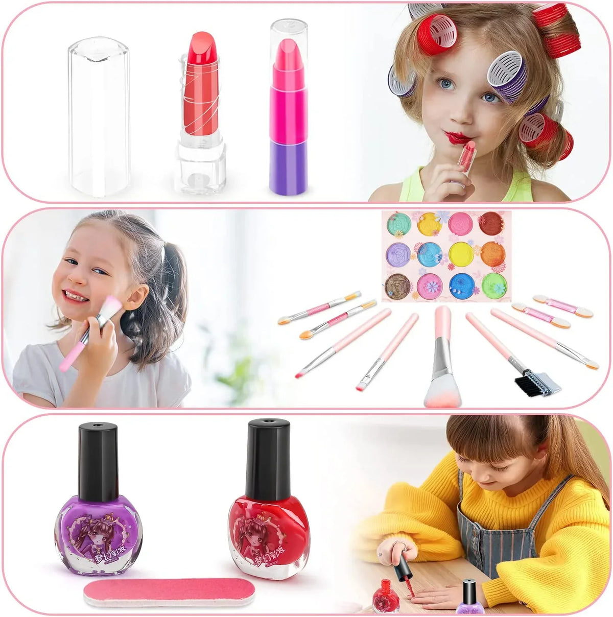 Kids Makeup Kit Pink And White Case Makeup Toy Kit TikTok Viral Fall 2025 Gift Washable