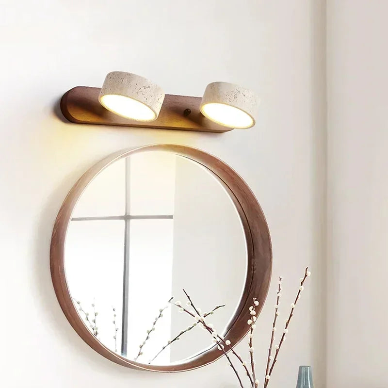 Wabi Japandi Sabi Round LED Wall Light With Mirror Bathroom
