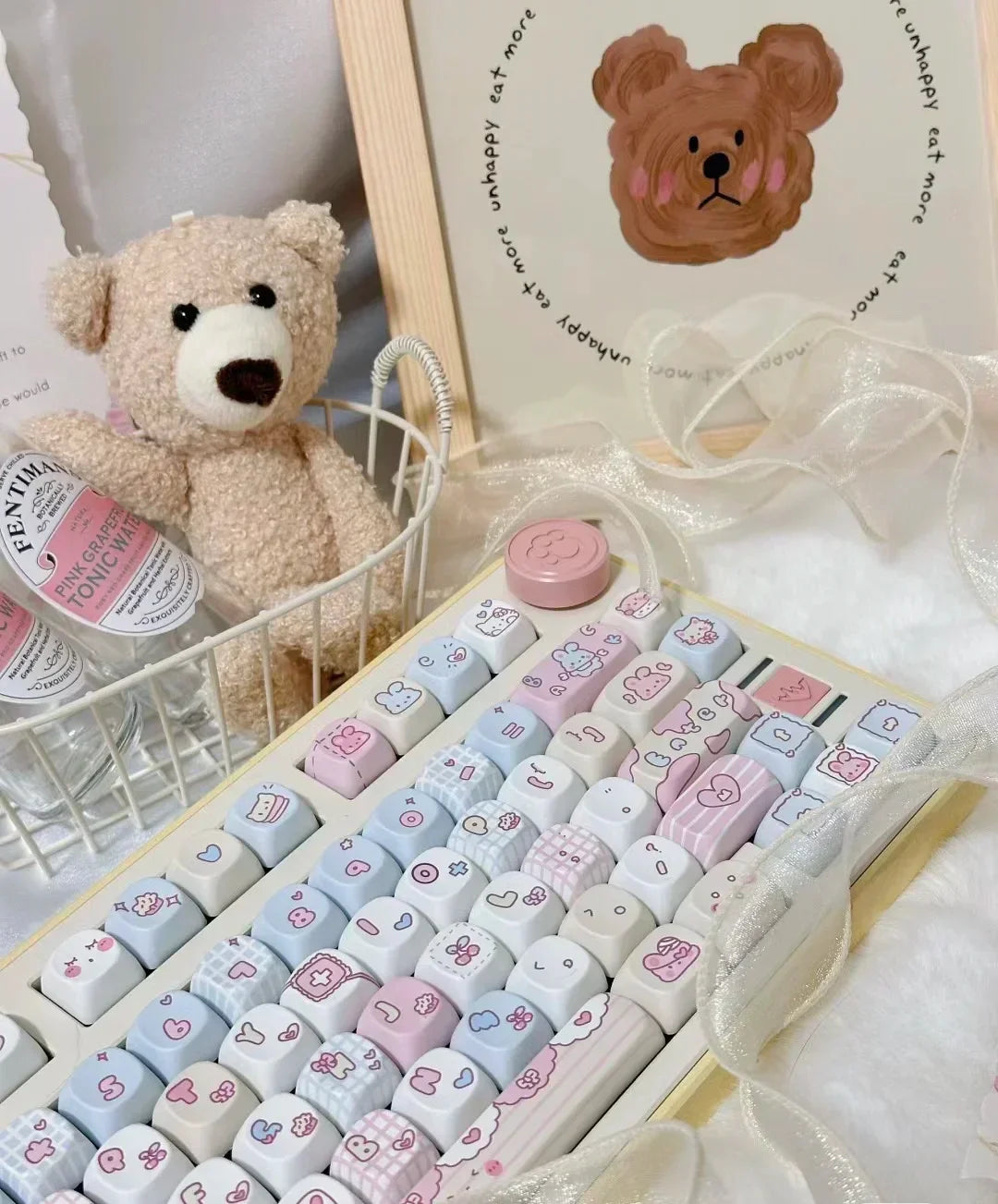 Keycaps PBT Cat Keycap Kit Alice Layout 2.25U 2.75U Pastel Mechanical Keyboard TikTok Viral Fall 2025 Cute Desk Gift