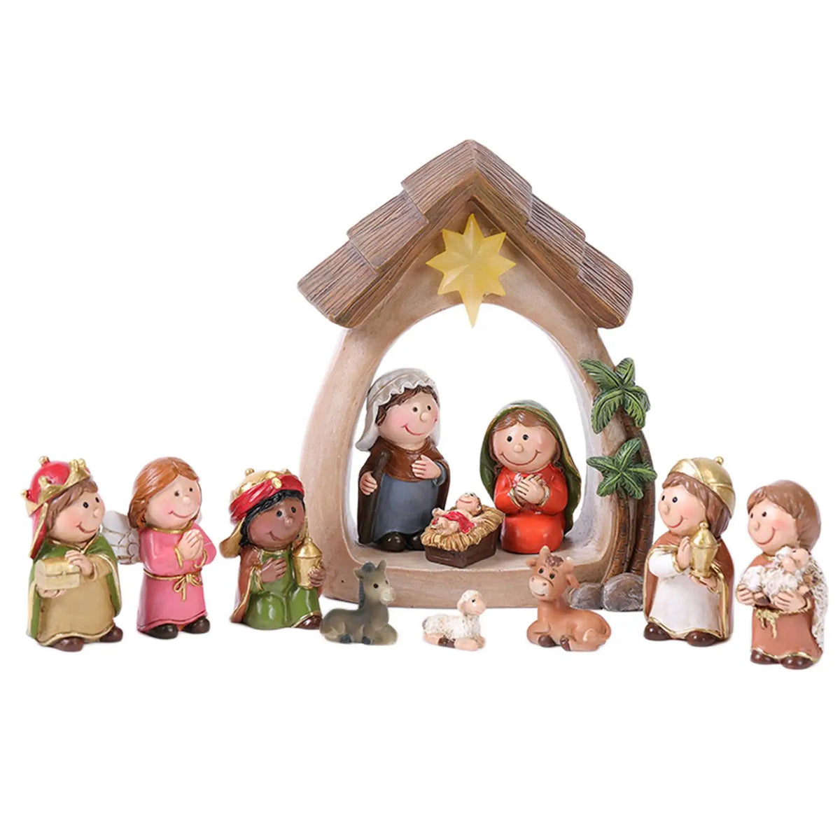 Figurines Nativity 12-Piece Lighted Holy Family Scene For Christmas Tabletop Decor 2025 Trend