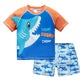 Fast-Dry Boys Swimwear - Two-Piece Cartoon Print Kit, Polyester/Nylon/Spandex, Summer Beachwear