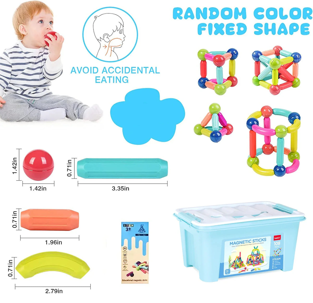 Magnetic Building Blocks Kit for Kids - Montessori Educational Toy for Toddlers, Creative Magnet Construction Gift