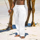 Men's Linen and Cotton Pants, Lightweight Relaxed Fit, Breathable Casual Trousers with Elastic Waistband, Available in Multiple Colors-2