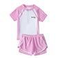 Fast-dry girls' two-piece swimsuit - zip-front rash guard top, nylon, for beach and pool