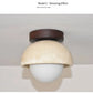 Travertine Japandi Ceiling Light Wood Cap Round Mid Century Lamp