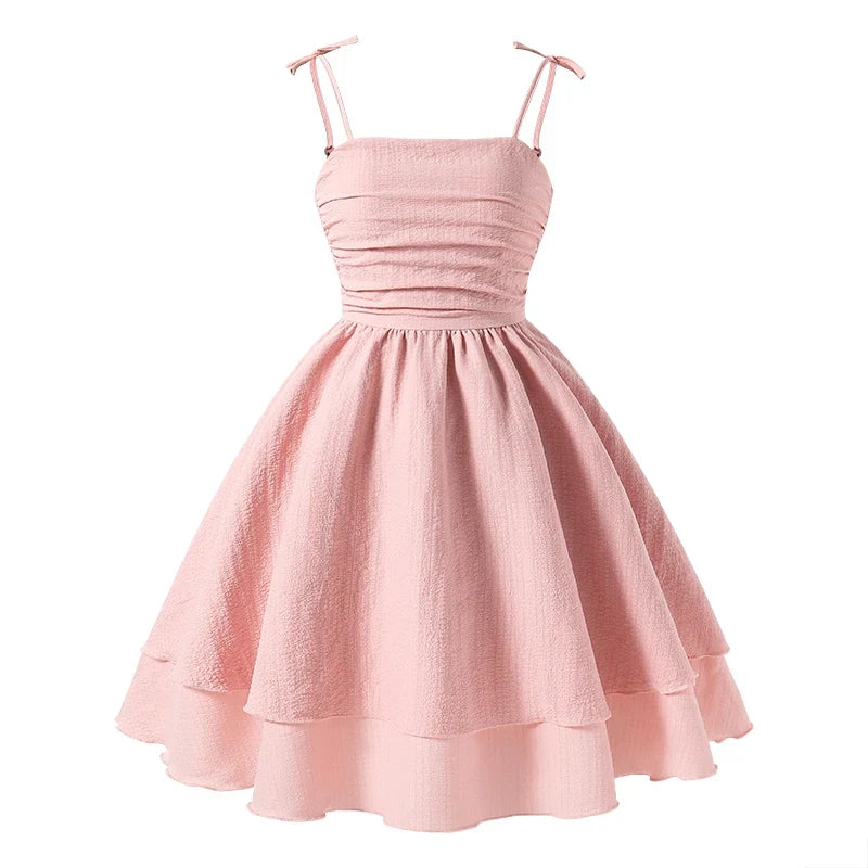 Light Girls' Dress - Tiered Sling Dress, Polyester Elastane, For Birthday Party, Pageant, Communion