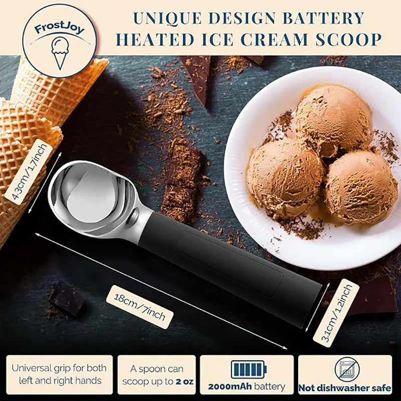 Motor-Driven Ice Cream Scoop Battery-Powered Heated Spoon LED Display Holiday 2025 Gift Simple Scooping Hard Ice Cream