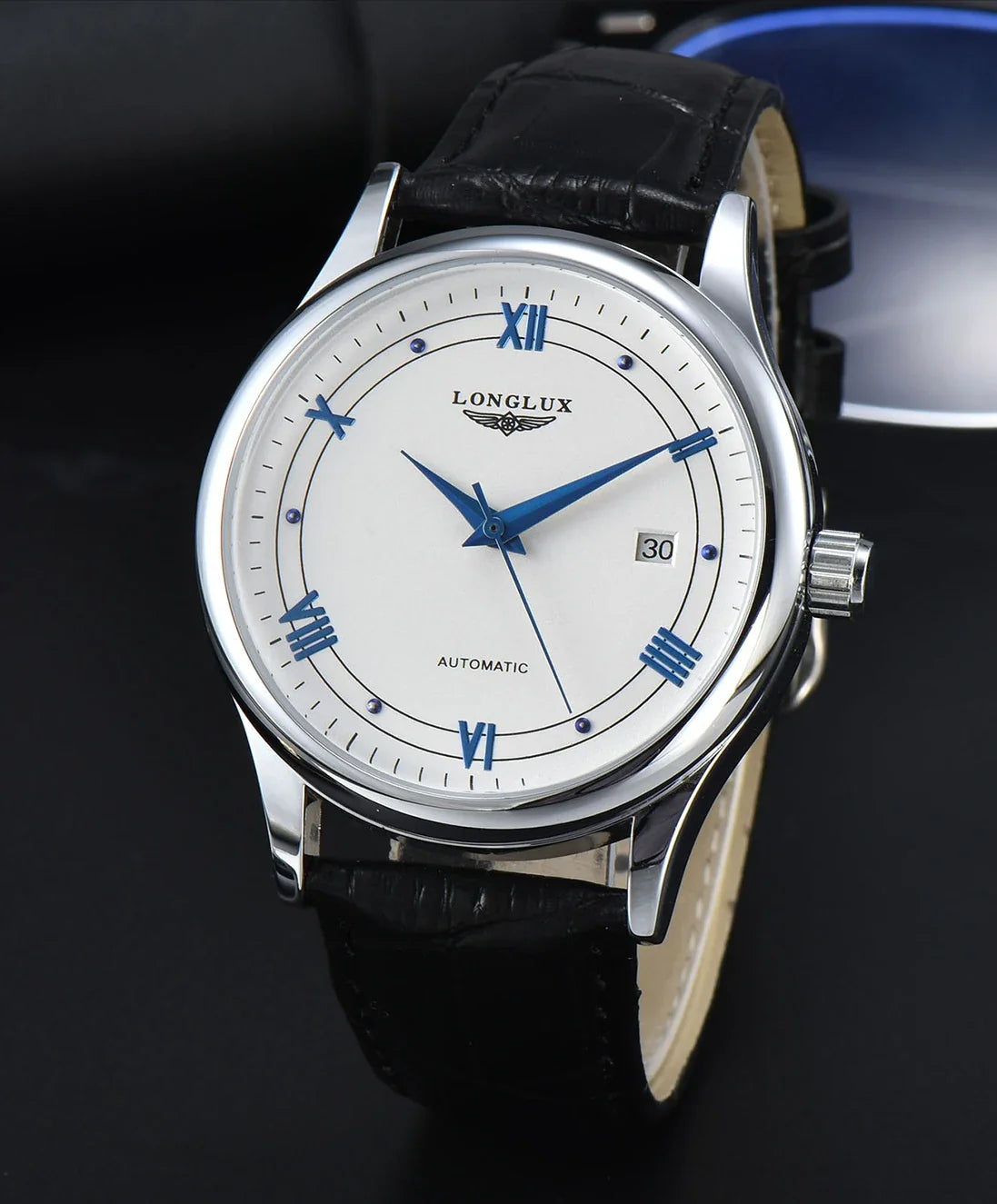 Automatic Watch Leather Strap Mechanical Date Water-Resistant