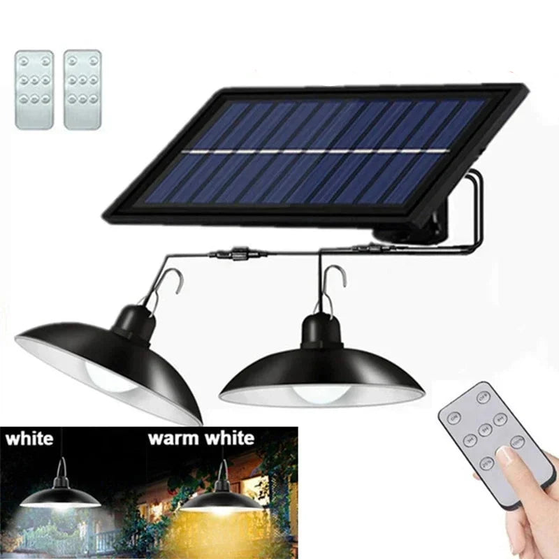 Solar2026 Edition Pendant Light With Remote Control, Outdoor Water-Resistant LED Lamps For Shed Barn Backyard Patio