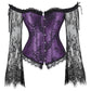 Women's Supportive Corset Top - Off Shoulder, Lace Satin