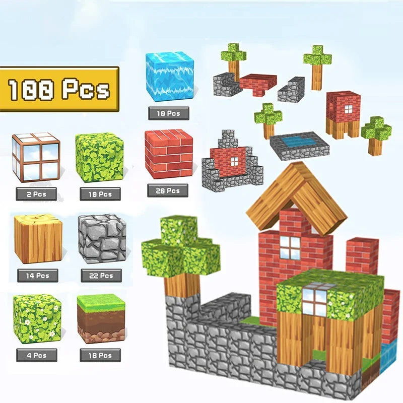Magnetic Building Blocks Kit for Kids - STEM Montessori Sensory Cubes for Toddlers, Educational Gift for Boys and Girls