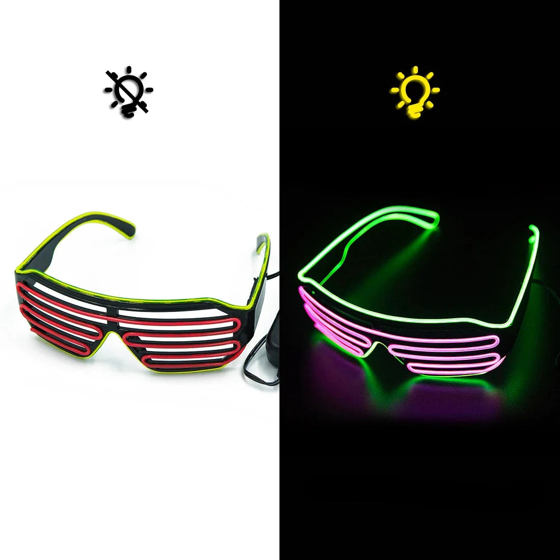 Glasses Glowing LED Luminous Neon Sunglasses for Christmas Party Prop