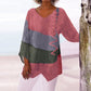 Shirt T Women New Fashion Casual V-Neck Long Sleeve Patchwork Top
