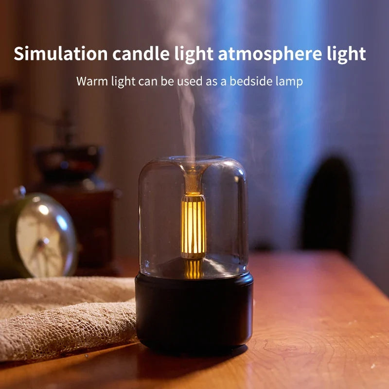 Creative Candlelight Aromatherapy Machine USB Plug-In Desktop Humidifier for Household Ambience