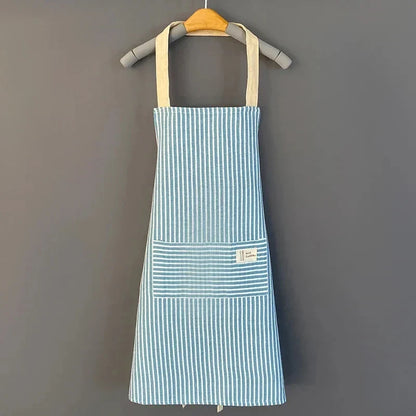 Kitchen Apron Linen Striped Hanging Neck Apron Japanese Style Cooking Gardening Fall 2025 Breathable Flexible