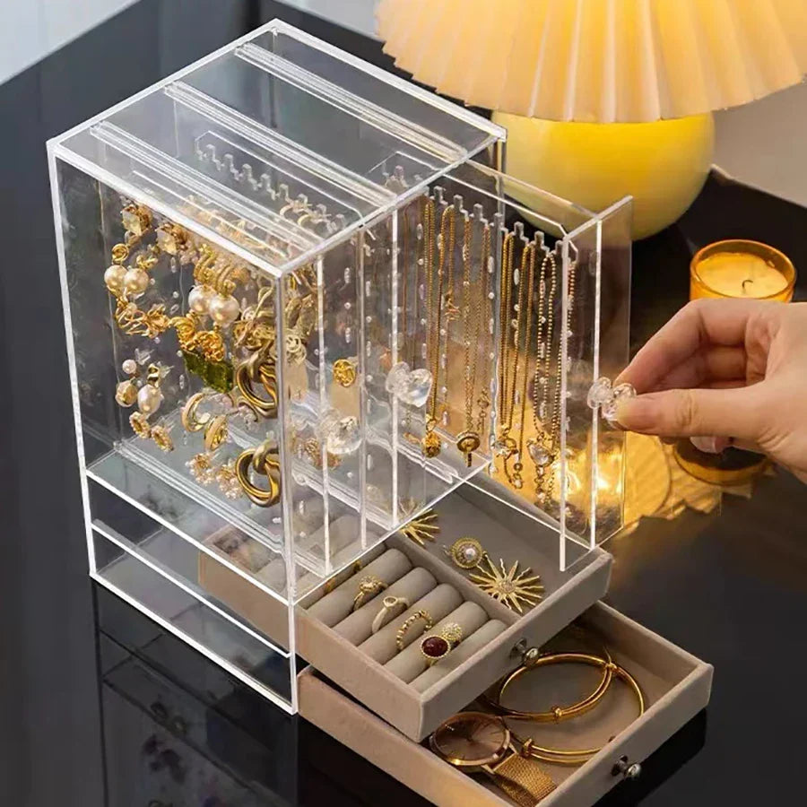 Acrylic Clear Jewelry Display Case With Drawers, Necklace And Earring Organizer, Holiday Gifts 2026 Gift Ready