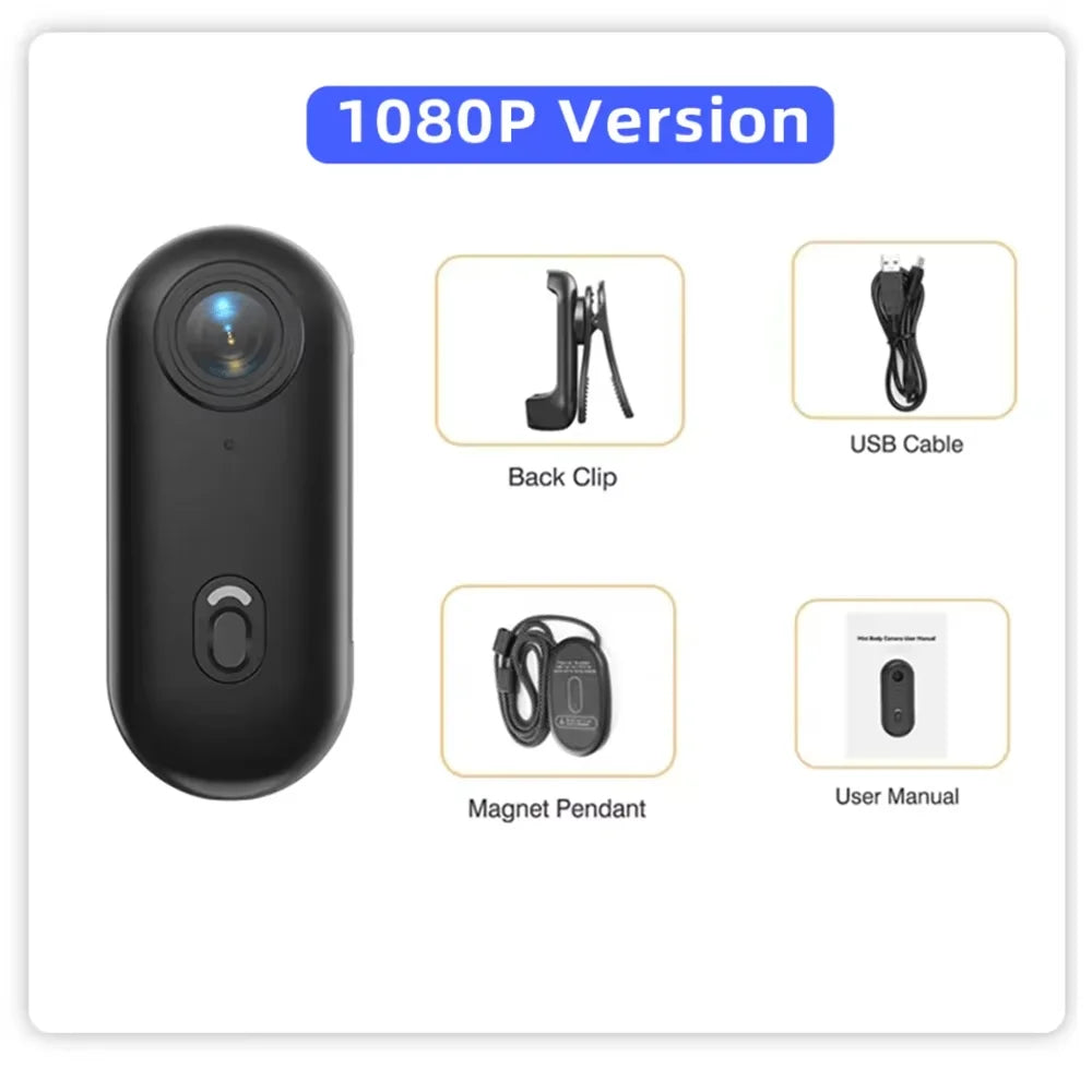 Mini Water-Resistant Action Camera with WiFi - Magnetic Body Chest Recorder 1080P Sports POV Helmet Cam