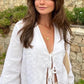 Stylish Long Sleeve Blouse with Openwork V-Neck and Lacing, Breathable Fabric for Spring Fashion-3