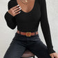 Flattering Fitted Women’s Ribbed Sweater - Scoop Neck, Knit