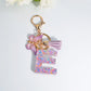 Letter Sequin Keychain With Butterfly Tassel Charm