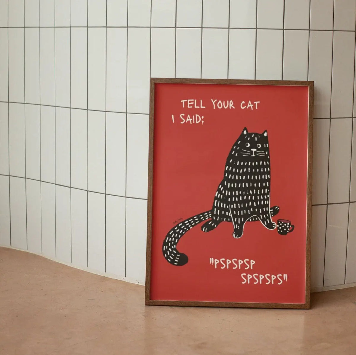 Black Cat Wall Art Red Orange Canvas Print Water-Resistant