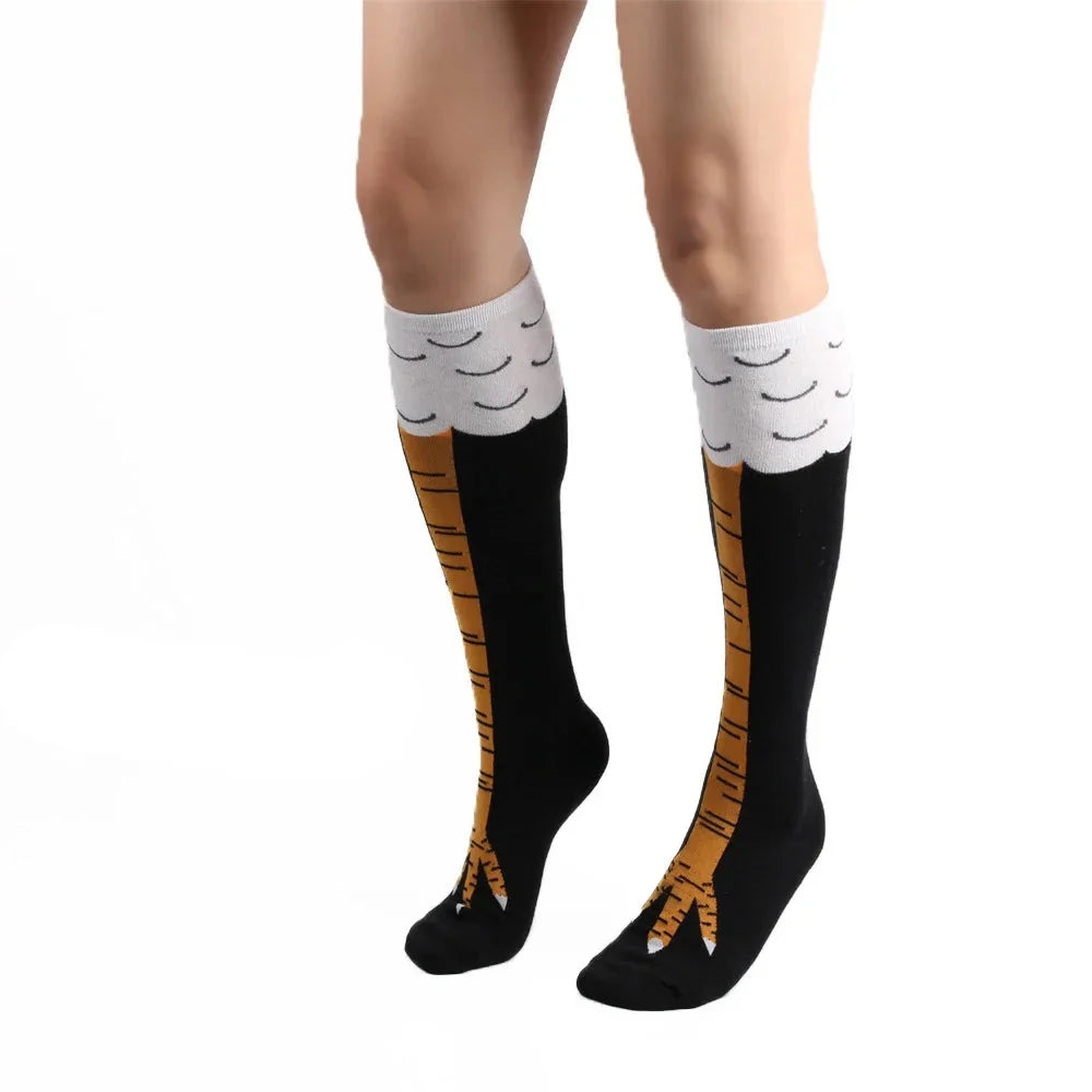 3D Funny Chicken Socks - Cartoon Thigh High Cotton Socks for Cosplay