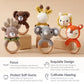 Crochet Wooden Animal Teether Rattle Newborn Sensory Toys