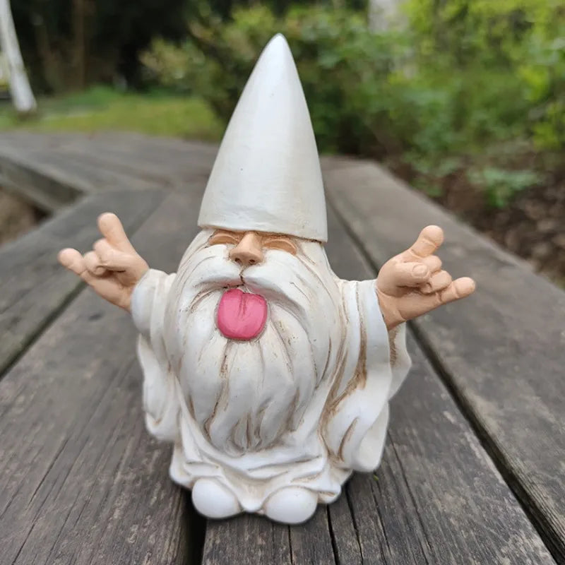 Gnome Garden Statue Resin Funny Tongue Out Outdoor Ornament For Patio Decor All-Season Yard Accent