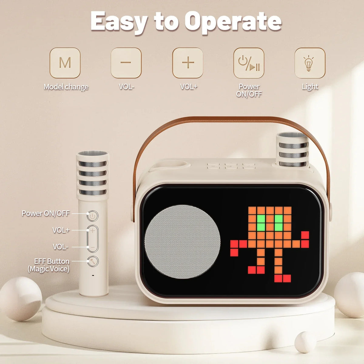 Kids2025 Edition Karaoke Machine Travel-Friendly Bluetooth Speaker With 2 Cordless Microphones Party Gift