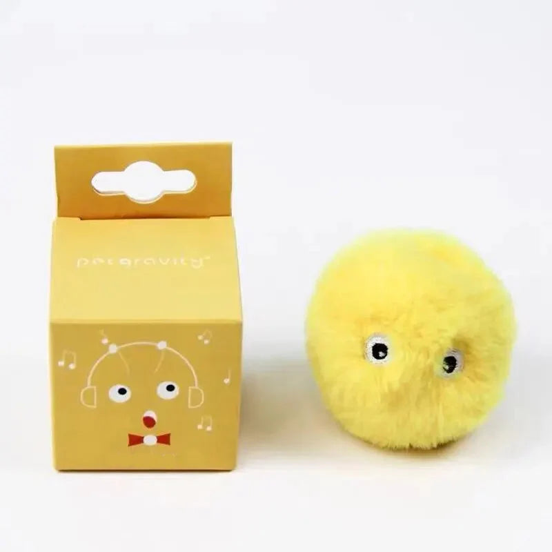 Interactive Cat Toy Ball - Plush Motor-Driven Catnip Training Squeak Sound Toy for Kittens