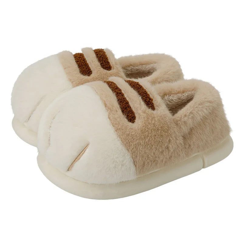 Plush Unisex Slippers For Kids - Cozy Cat Design, Plush Lining, Indoor Wear At Household