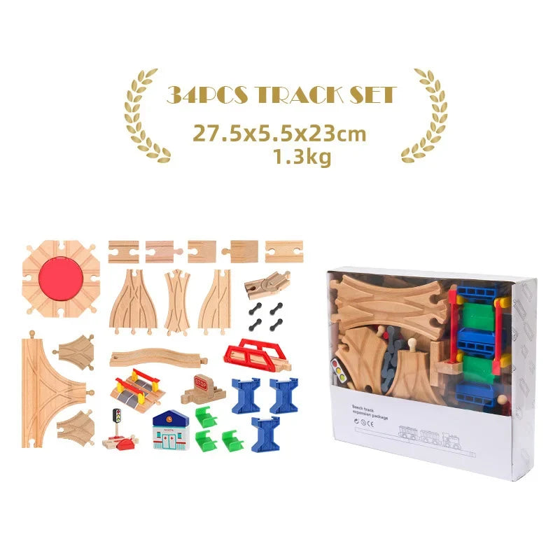 Beech Wood Train Track Kit - DIY Assembly Toy for Kids Eco-Friendly