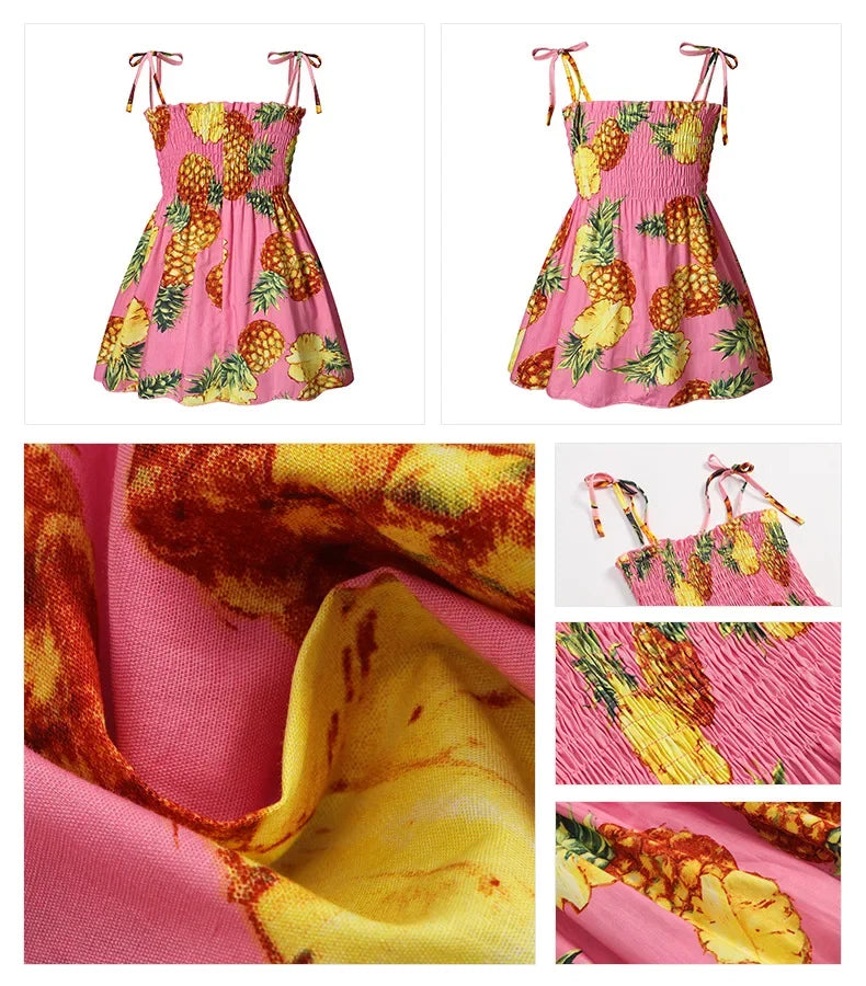 Plush girls' sundress - smocked bodice, daisy print, polyester, for casual summer outings