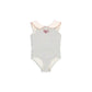 Light girls' swimsuit - stripe long-sleeve, bow accent, nylon, for summer beach days