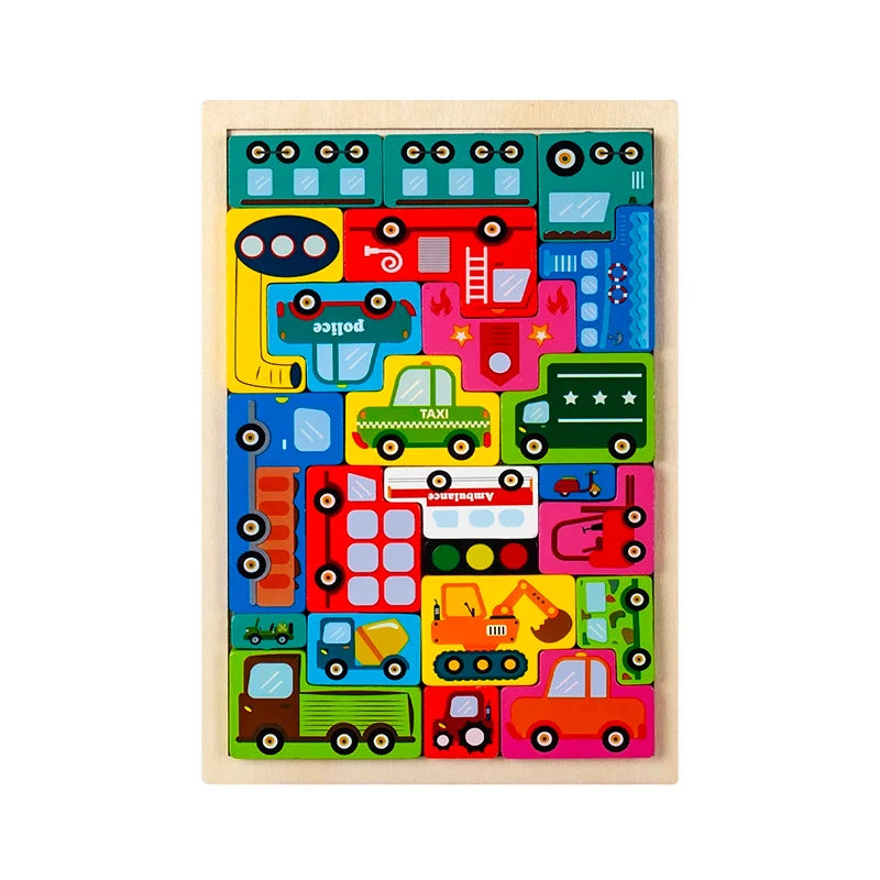 Animal Montessori Characters Wooden Transportation Puzzle Toy