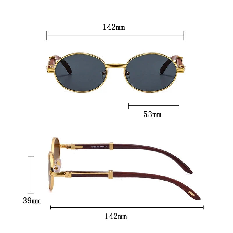 Fashion Wooden Sunglasses For Women & Men - Vintage Oval Designer Glasses, UV Protection