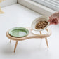 Cat Ceramic Bowl Kit Height Flexible Elevated Wooden Stand Double Food Water Bowls Fall 2025 Mess Free Feeding