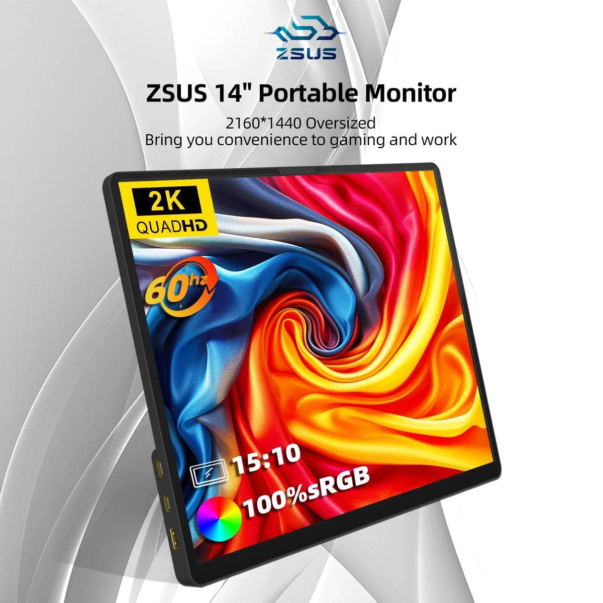2K Travel-Friendly Monitor 14 Inch Touch HDR 60Hz Gaming Display