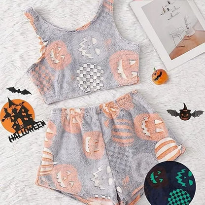 Plush Womens Pajama Kit - Sleeveless Crop, Velvet Homewear