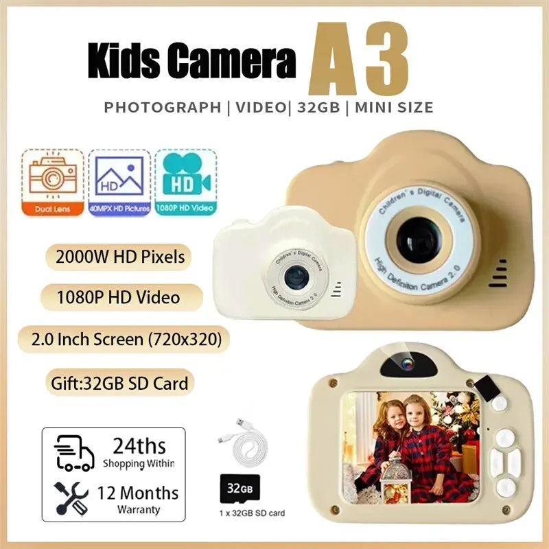 Mini HD Kids Camera - Travel-Friendly Digital Selfie Photography Toy for Outdoor Fun, Great Christmas Gift for Children