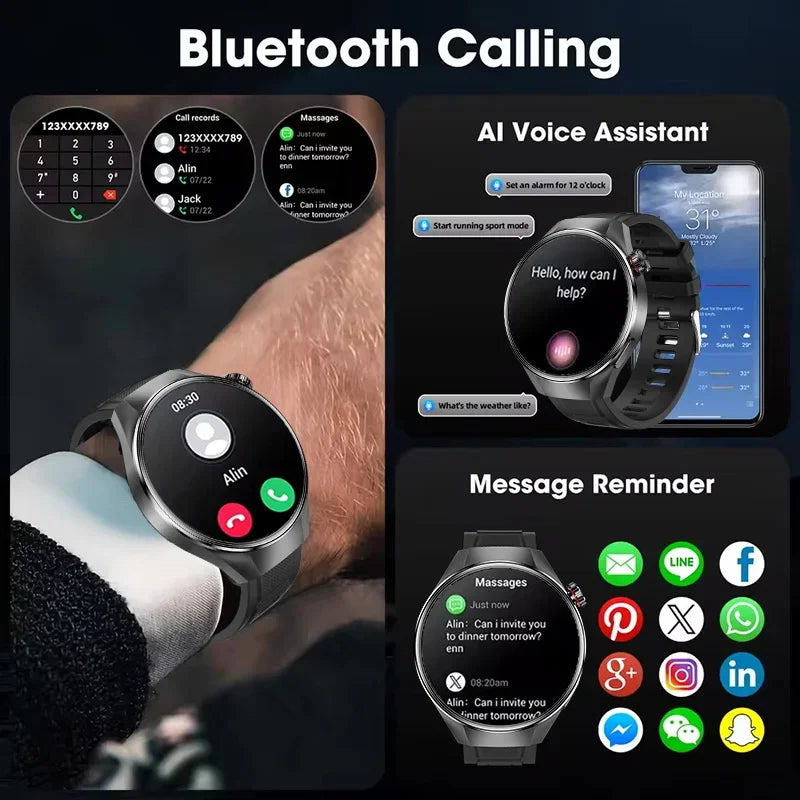 Smartwatch 1.75 Inch AMOLED Display GPS Tracking Bluetooth Calling Health Monitoring IP68 Water-Resistant Fall 2025 Gift