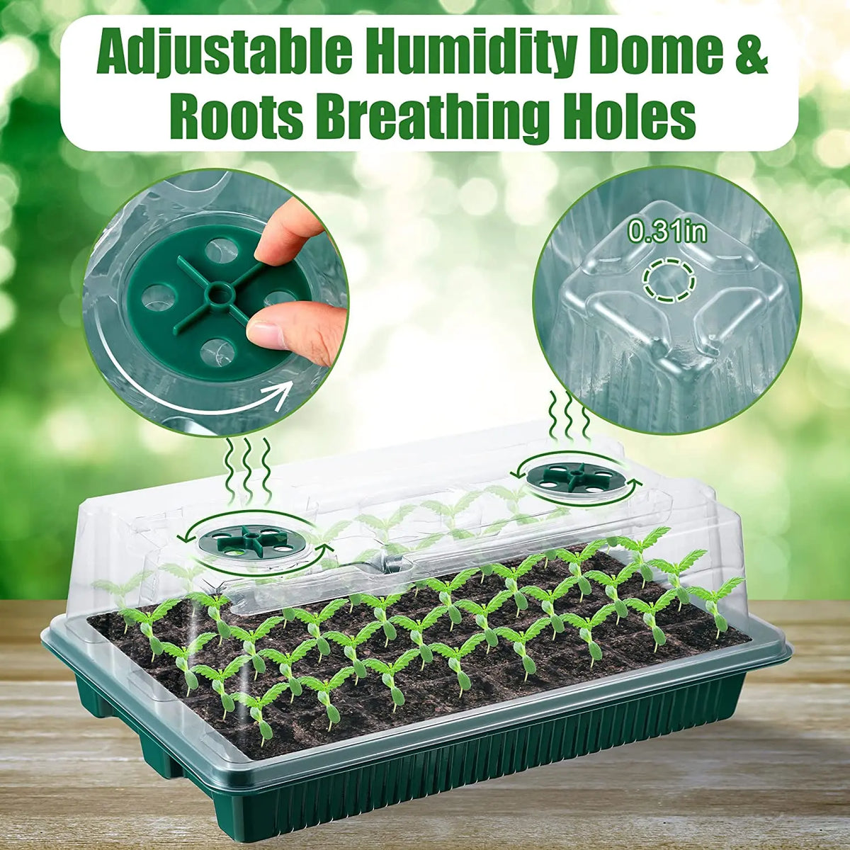 High Dome Seed Starter Trays with LED Grow Lights - 80 Cells, Smart Timer, Garden Tools for Household Gardening