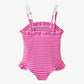 Fast-Dry Unisex Kids Swimsuit - One-Piece Gingham Plaid, Polyester, For Summer Vacation